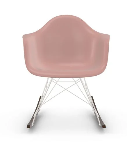 Vitra RAR Eames Plastic Armchair - zachtroze RE - wit - sleden esdoorn donker