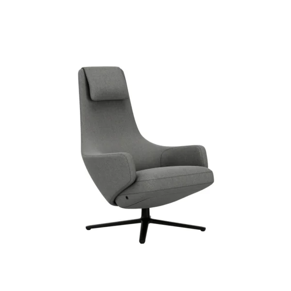 Vitra Repos Fauteuil - basic dark gepoedercoat - Cosy2 kruissteek 01 kiezelgrijs - Zithoogte 45 cm