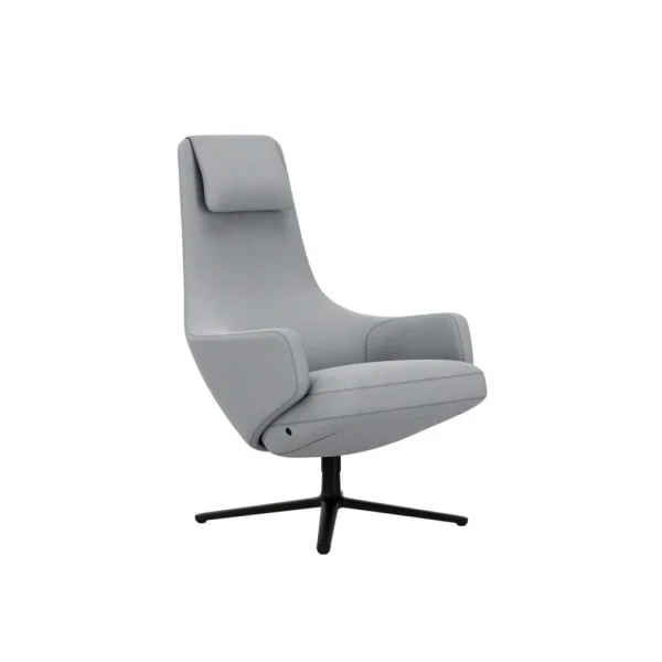 Vitra Repos Fauteuil - basic dark gepoedercoat - Cosy2 kruissteek 12 lichtblauw - Zithoogte 45 cm