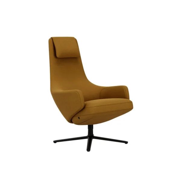 Vitra Repos Fauteuil - basic dark gepoedercoat - Cosy2 kruissteek 14 raapgeel - Zithoogte 45 cm