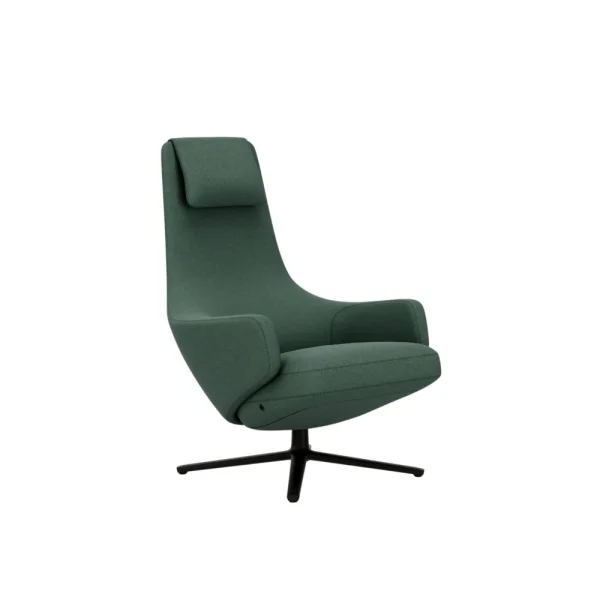 Vitra Repos Fauteuil - basic dark gepoedercoat - Cosy2 kruissteek 17 riet groen - Zithoogte 40 cm