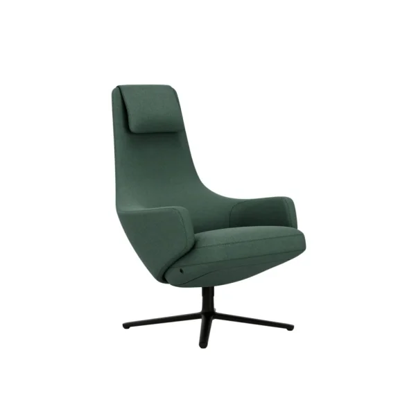 Vitra Repos Fauteuil - basic dark gepoedercoat - Cosy2 kruissteek 17 riet groen - Zithoogte 45 cm