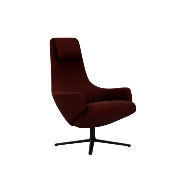 Vitra Repos Fauteuil - basic dark gepoedercoat - Cosy2 kruissteek 19 kastanje - Zithoogte 45 cm