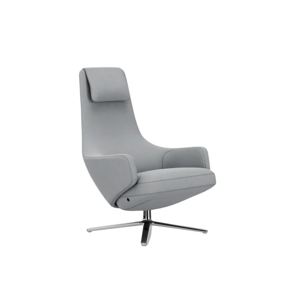 Vitra Repos Fauteuil - gepolijst aluminium - Cosy2 kruissteek 12 lichtblauw - Zithoogte 40 cm