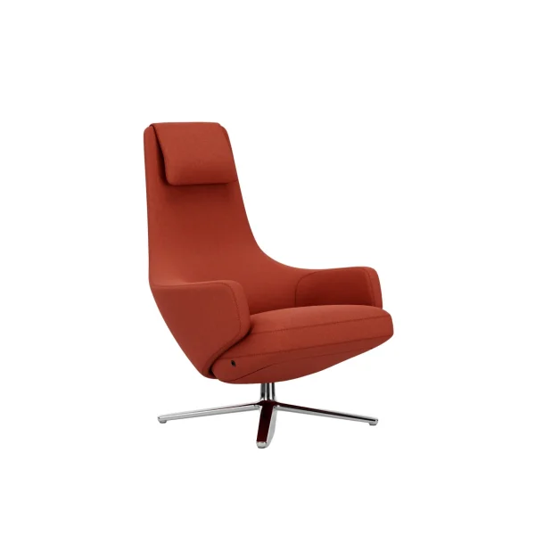 Vitra Repos Fauteuil - gepolijst aluminium - Cosy2 kruissteek 15 roest oranje - Zithoogte 40 cm