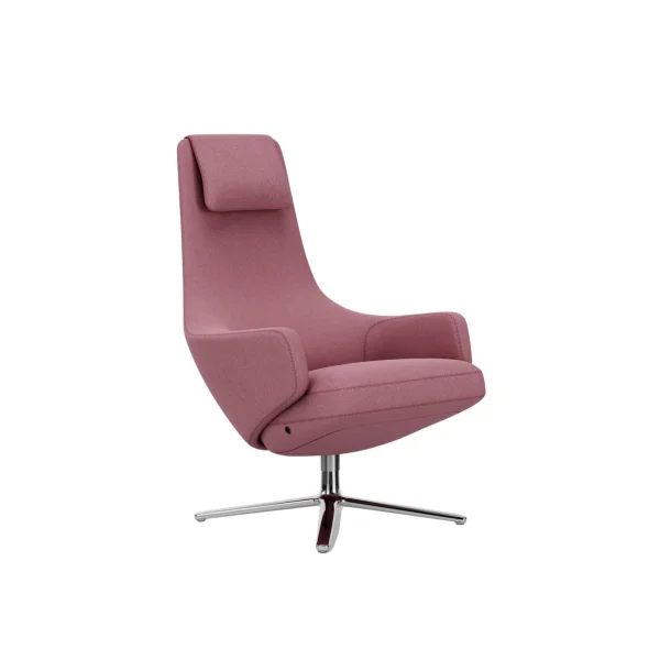 Vitra Repos Fauteuil - gepolijst aluminium - Cosy2 kruissteek 16 lichtroze - Zithoogte 45 cm