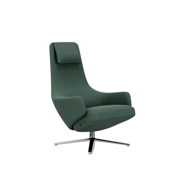 Vitra Repos Fauteuil - gepolijst aluminium - Cosy2 kruissteek 17 riet groen - Zithoogte 40 cm