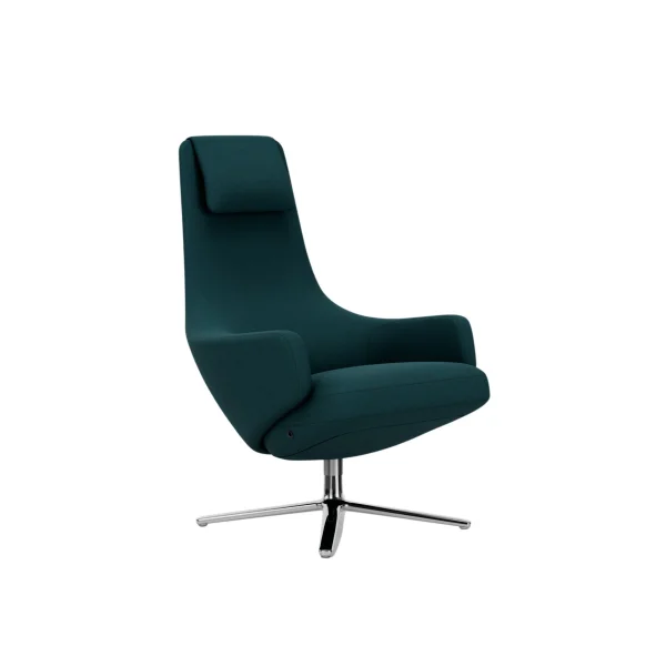 Vitra Repos Fauteuil - gepolijst aluminium - Cosy2 kruissteek 18 benzine - Zithoogte 45 cm