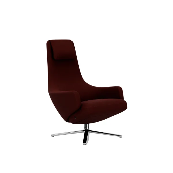 Vitra Repos Fauteuil - gepolijst aluminium - Cosy2 kruissteek 19 kastanje - Zithoogte 40 cm