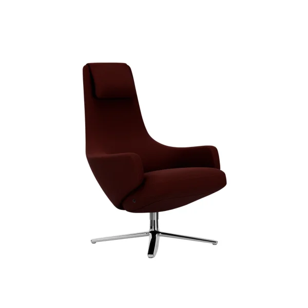 Vitra Repos Fauteuil - gepolijst aluminium - Cosy2 kruissteek 19 kastanje - Zithoogte 45 cm