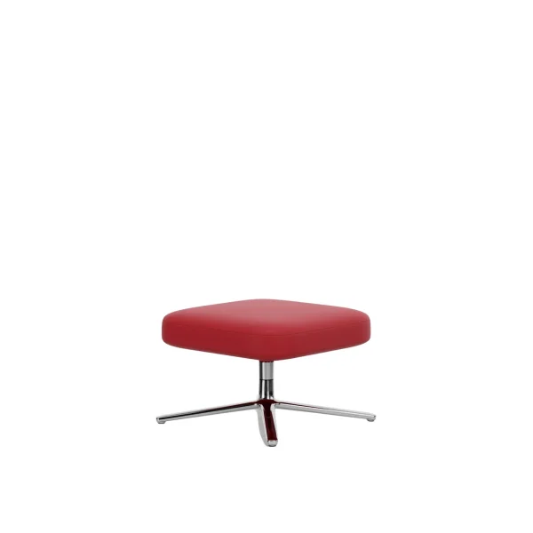 Vitra Repos & Grand Repos Ottoman - gepolijst - Lederen contrastnaad 70 rood - Zithoogte 40 cm