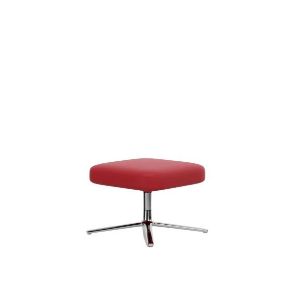 Vitra Repos & Grand Repos Ottoman - gepolijst - Lederen contrastnaad 70 rood - Zithoogte 45 cm