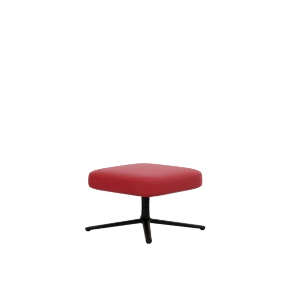 Vitra Repos & Grand Repos Ottoman - zwart - Lederen contrastnaad 70 rood - Zithoogte 40 cm