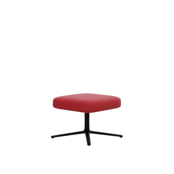 Vitra Repos & Grand Repos Ottoman - zwart - Lederen contrastnaad 70 rood - Zithoogte 45 cm