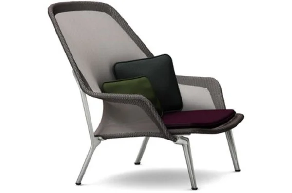 Vitra Slow Chair fauteuil - bruin - verchroomd