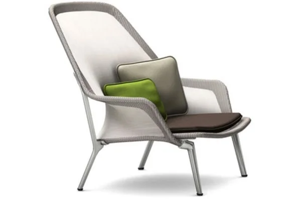 Vitra Slow Chair fauteuil - crèmebruin - verchroomd