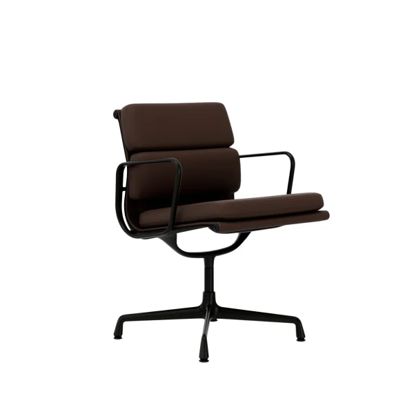 Vitra Soft Pad Chair EA 208 - diepzwart - Leder Premium F/Plano - kastanje/bruin