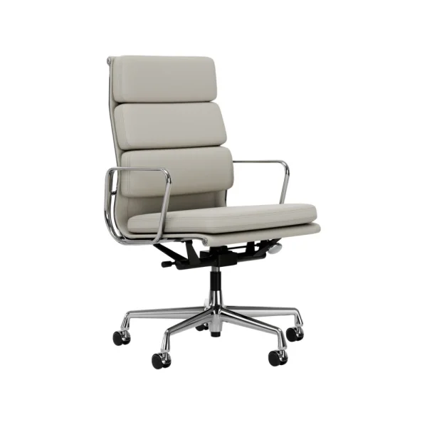 Vitra Soft Pad Chair EA 219 - gepolijst - Leder Premium F/Plano - snow/wit - Wieltjes voor harde bodems