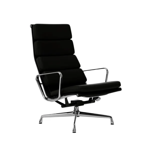 Vitra Soft Pad Chair EA 222 - gepolijst - Leder Premium F/Plano - nero/nero - Glijders voor harde vloer