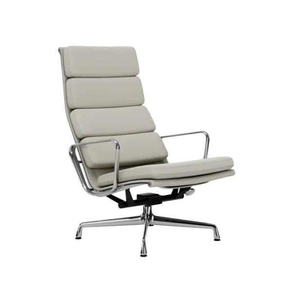 Vitra Soft Pad Chair EA 222 - gepolijst - Leder Premium F/Plano - snow/wit - Glijders voor harde vloer