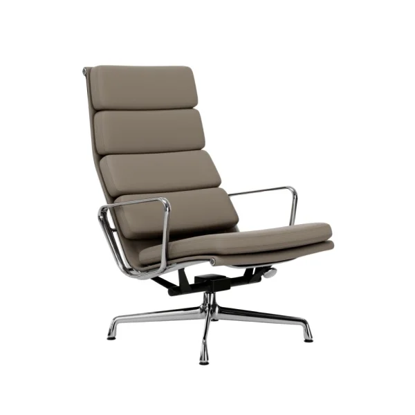 Vitra Soft Pad Chair EA 222 - gepolijst - Leder Premium F/Plano - zand/coffee - Glijders voor harde vloer