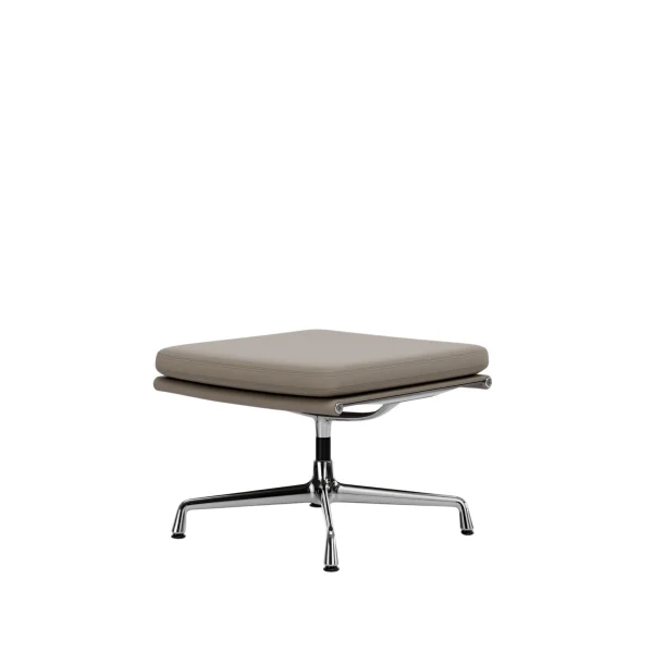 Vitra Soft Pad Chair EA 223 - Voetenbank - Leder/Plano - zand/coffee - verchroomd