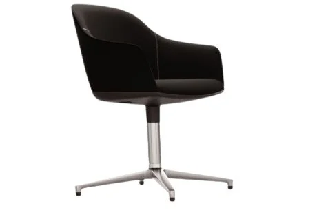 Vitra Softshell Chair  Viersteronderstel - gepolijst - Plano zwart