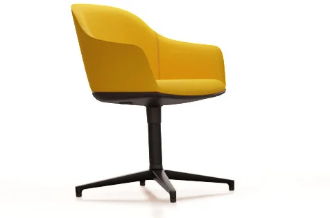 Vitra Softshell Chair  Viersteronderstel - Twill raspgeel - basic dark gepoedercoat