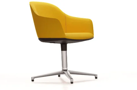 Vitra Softshell Chair  Viersteronderstel - Twill raspgeel - gepolijst