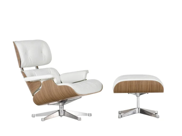 Vitra White Lounge Chair & Ottoman - klassieke afmetingen - 84 cm