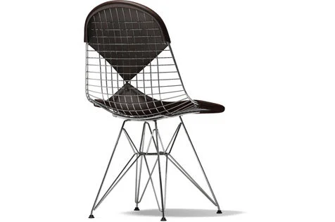 Vitra Wire Chair DKR-2 - verchroomd - Leder - kastanje - Glijders voor harde vloer