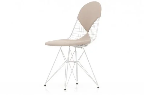 Vitra Wire Chair DKR-2 - wit - Hopsak - nude/ivoor - Glijders voor harde vloer