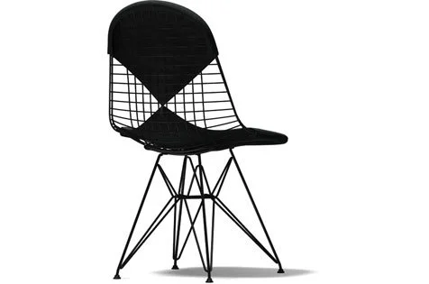 Vitra Wire Chair DKR-2 - zwart - Hopsak - donkergrijs - Glijders voor harde vloer