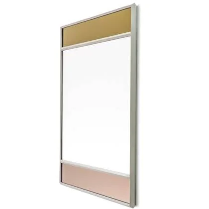 Vitrail spiegel vierkant lichtgrijs