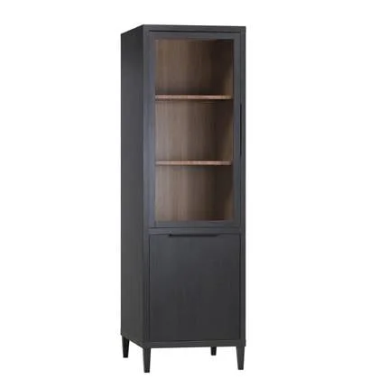 Vitrinekast Zwanenburg - Zwart - MDF - 67x212x48cm (BxHxD)