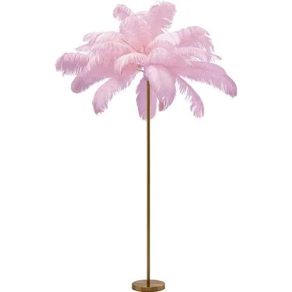 Vloerlamp veren 165cm roze Kare Design