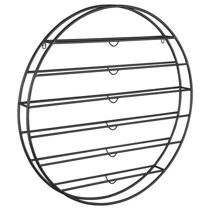 Vtw Living - Industrieel Wijnrek Rond - Zwart - Metaal - 80 cm