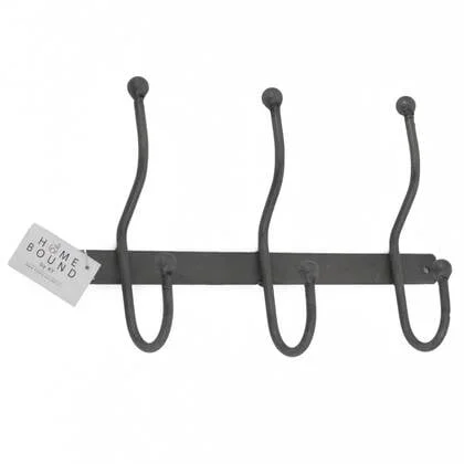 Vtw Living - Kapstok 3 haken - Metaal - Zwart - 25 x 15.5 x 6 cm