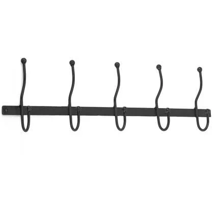 Vtw Living - Kapstok 5 haken - Metaal - Zwart - 50 x 15.5 x 6 cm