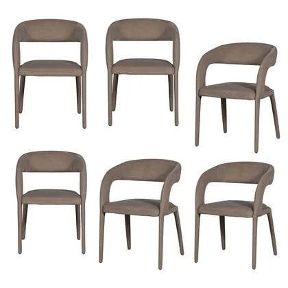 vtwonen Arms Eetkamerstoelen - Polyester - Bruin - Set van 6