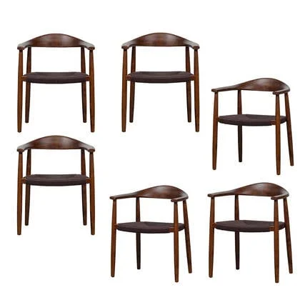 vtwonen Embrace Eetkamerstoelen - Beukenhout - Donkerbruin - Set van 6