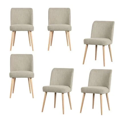 vtwonen Force Eetkamerstoelen - Naturel - Grijs - Set van 6