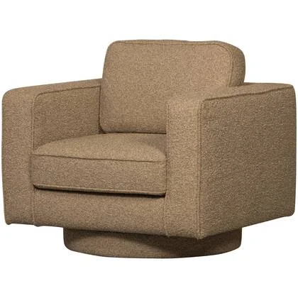 vtwonen Lazy Draaifauteuil- Bouclé - Bruin