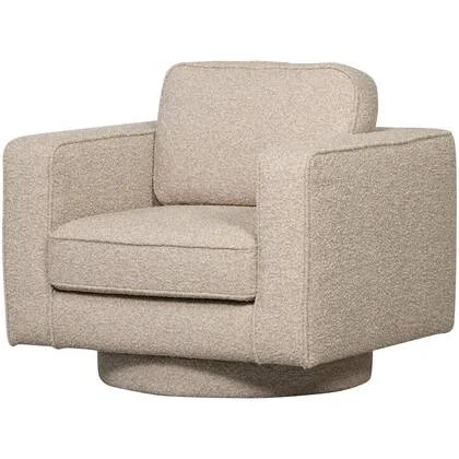 vtwonen Lazy Draaifauteuil- Bouclé - Naturel