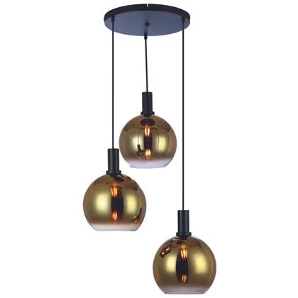 Vurna Justine hanglamp 3L getrapt glas goud