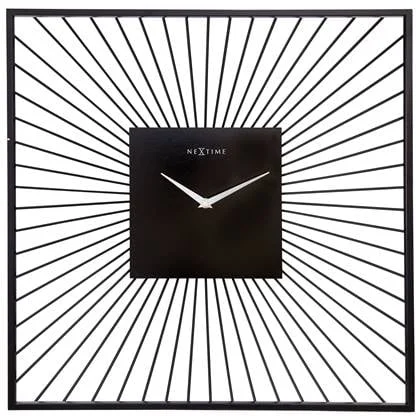 Wandklok 45x45x15cm-Stil-Zwart-Metaal-NeXtime "Vasco Square"