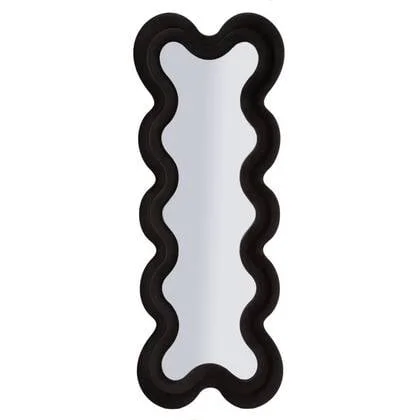 Wandspiegel met zwarte fluwelen lijst, 58x4x160 cm