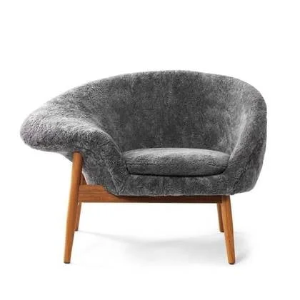 Warm Nordic Fried Egg Sheepskin fauteuil Scandinavian grey