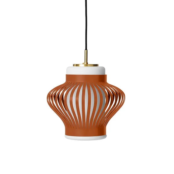 Warm Nordic Opal Lamella hanglamp rusty red, gezandstraald opaalglas