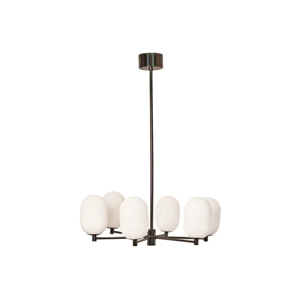 Watt & Veke - Noor hanglamp opaal/zwart, glas, 6-lamps